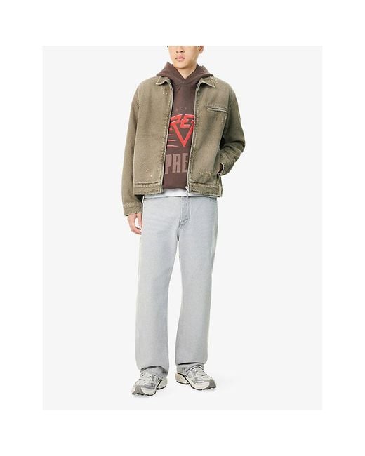 Represent Brown Distressed Collared Denim Jacket for men