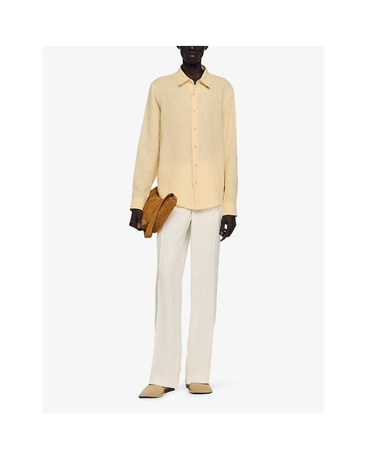 Sandro Natural Relaxed-Fit Long-Sleeve Linen Shirt for men