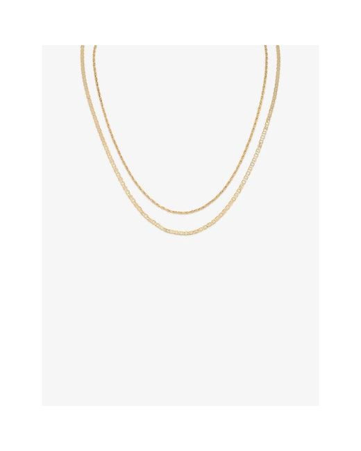 Astrid & Miyu Metallic Illusion Double Chain 18Ct-Plated Brass Necklace