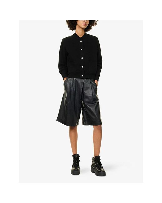 Moncler Black Contrast Padded Wool And Cashmere-Blend Cardigan