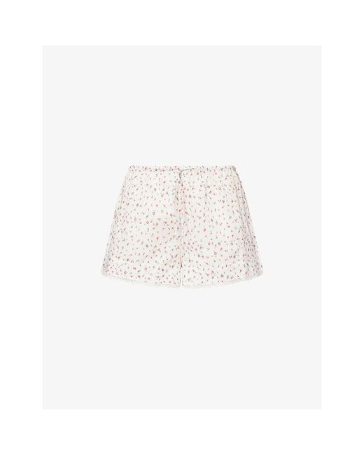 Damson Madder White Harrietta Floral-Print Cotton Shorts