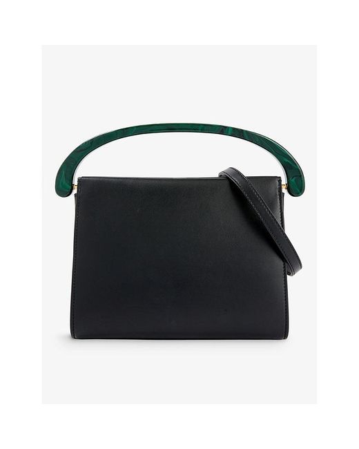 Dries Van Noten Black Crisp Leather Shoulder Bag