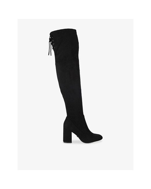 Carvela Kurt Geiger Black Vito Heeled Faux-Leather Over-The-Knee Boots