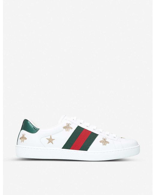Gucci Leather Ace Embroidered Sneakers in White for Men - Save 25% - Lyst