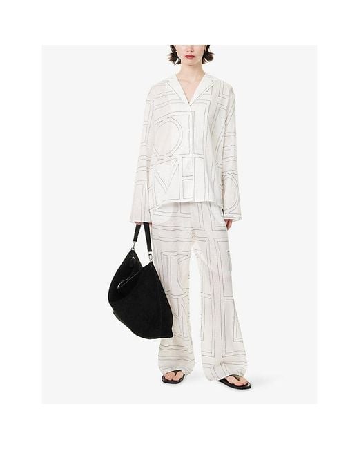Totême White Monogram Spread-Collar Cotton-Blend Shirt