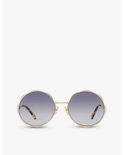 Chloé Blue Ch0184s Round-frame Metal Sunglasses
