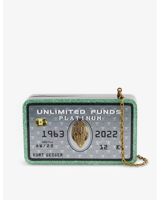 Kurt Geiger Blue Credit Card Embellished Acrylic Clutch Bag