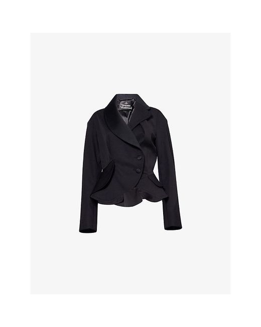 Vivienne Westwood Black Stormy Peplum Wool Jacket