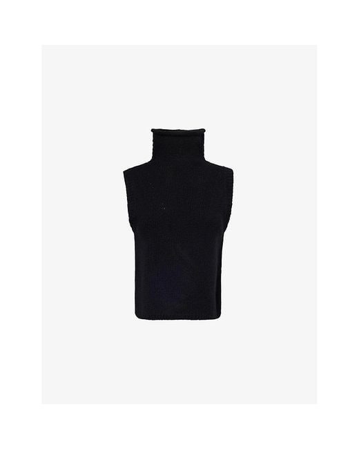 ME+EM Black High-Neck Sleeveless Knitted Cashmere Vest