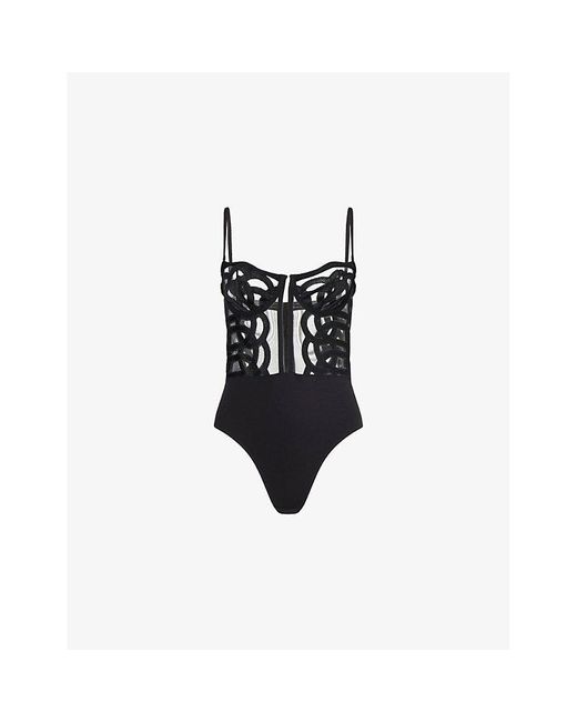 LIVY Black Kimbaku Mesh And Tulle Bodysuit