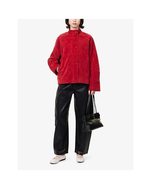 Sisters & Seekers Red Lady Long-Sleeve Faux-Suede Jacket