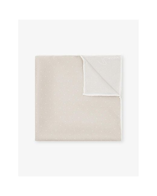 Reiss White Liam Polka-Dot Silk Pocket Square for men