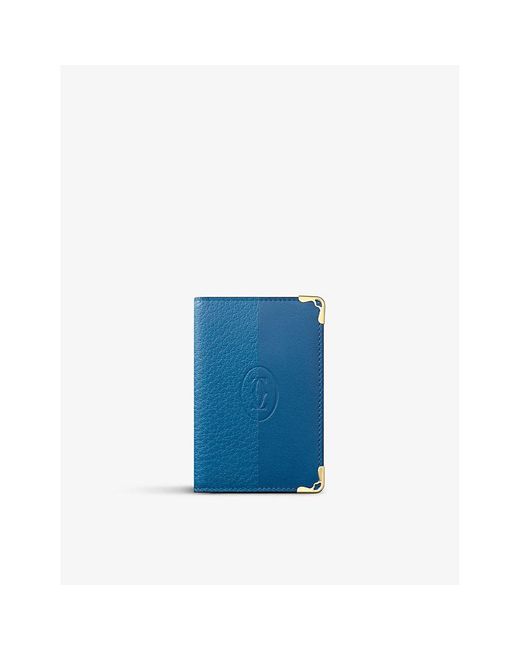 Cartier Blue Must De Logo-embossed Leather Card Holder