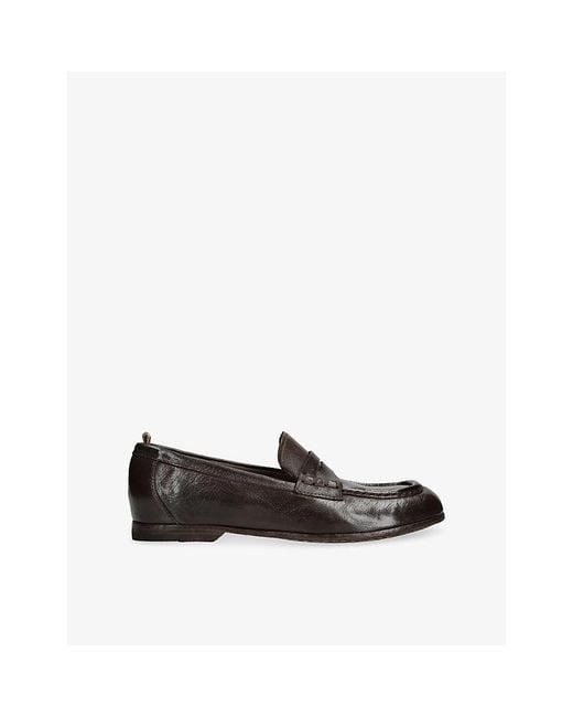 Officine Creative Black Badge Leather Loafers
