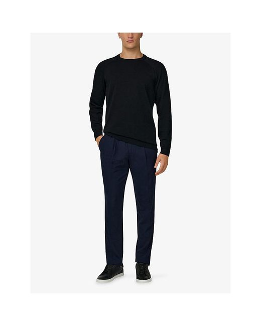 Boggi Black Crewneck Long-Sleeve Cotton And Silk-Blend Jumper for men