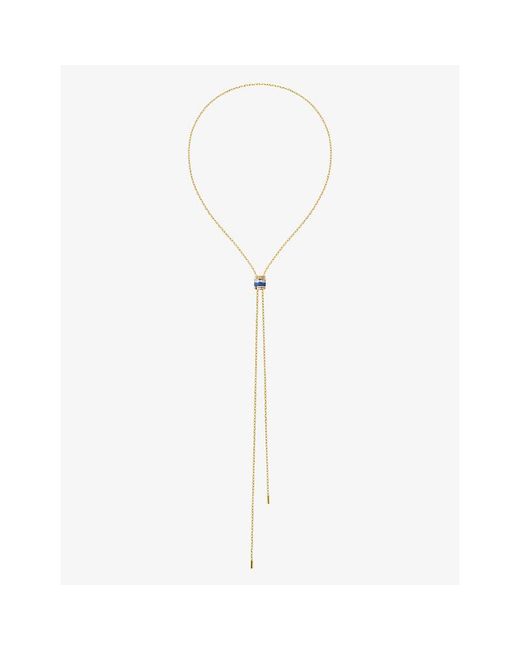 Boucheron White Quatre Edition Large 18Ct- - Rose- Ceramic And 0.33Ct Round-Cut Diamond Tie Necklace