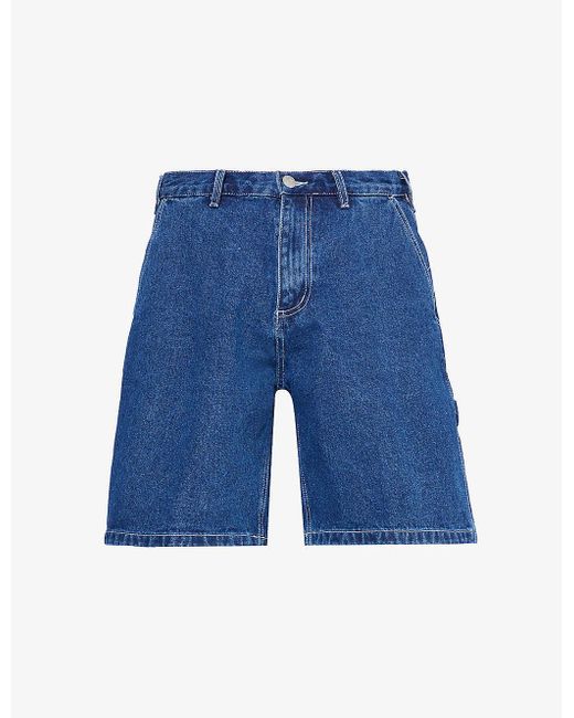 Obey Blue Bigwig Brand-appliqué Denim Shorts for men