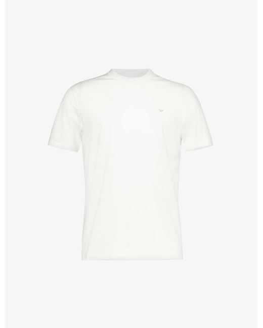 Emporio Armani White Logo-embossed Cotton-jersey T-shirt for men