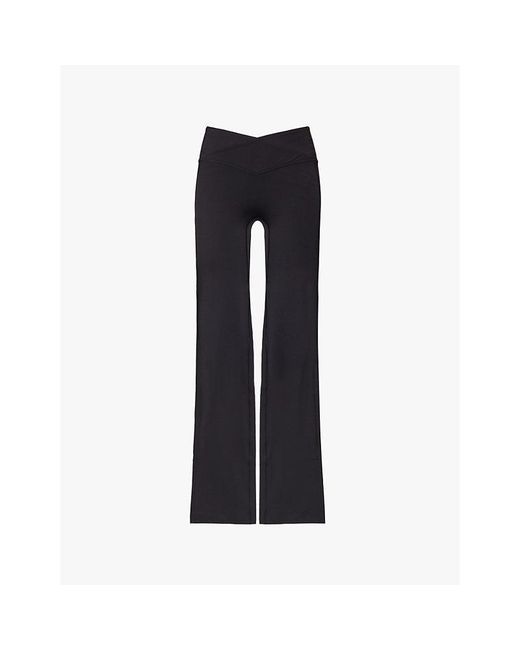 GYMSHARK Blue Crossover Waist Flared-Leg Regular Stretch-Woven Leggings