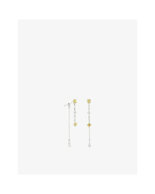 Astrid & Miyu White Chain Drop 14Ct- Lab-Grown Diamond And Sapphire Drop Earrings
