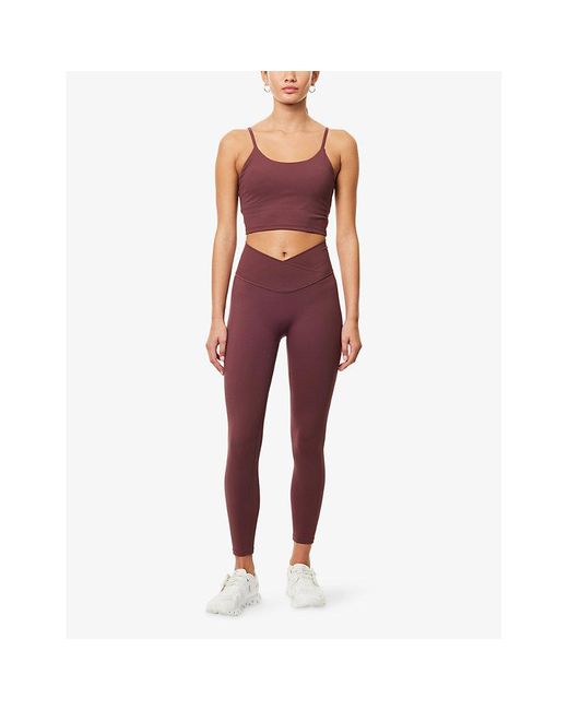 ADANOLA Red Ultimate Wrap Over Regular Gym Leggings