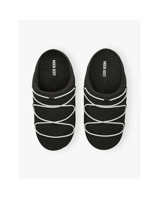 Moon Boot Black Soft Woven Slippers for men