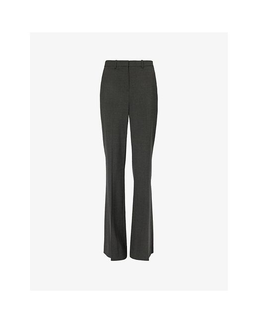 Theory Black Demitria Boot-leg Mid-rise Stretch-wool Trousers