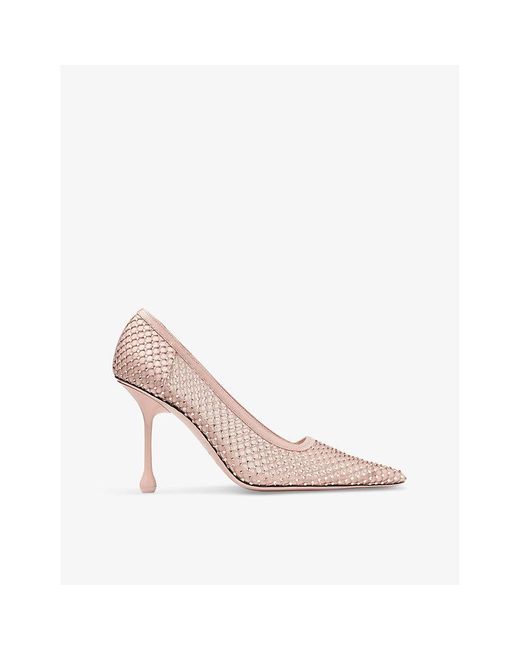 Jimmy Choo Pink Ixia 95 Pointed-toe Mesh Heeled Courts