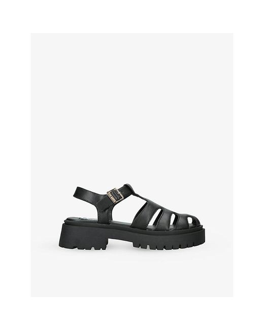 Steve Madden Black Minsk Leather Sandals