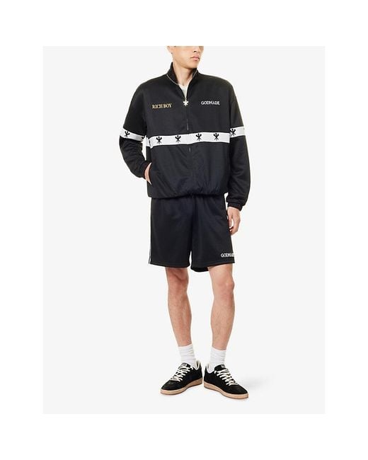 GODMADE Black Rich Boy Logo Cotton Track Jacket for men