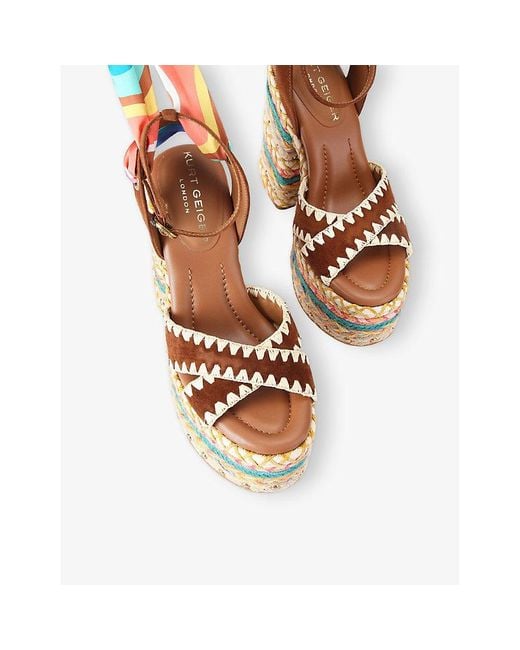 Kurt Geiger Multicolor Chelsea Scarf Rope-Heel Platform Suede Sandals