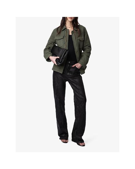 Zadig & Voltaire Green Kayak Patch-pocket Relaxed-fit Cotton Jacket