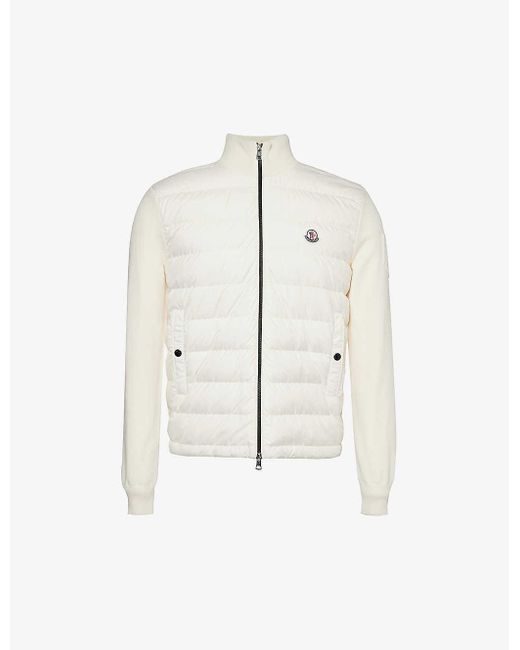 Moncler White Funnel-neck Cotton-knit And Shell-down Cardigan for men