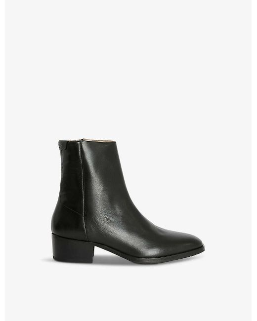 AllSaints Black Bonham Stacked-heel Leather Ankle Boots for men