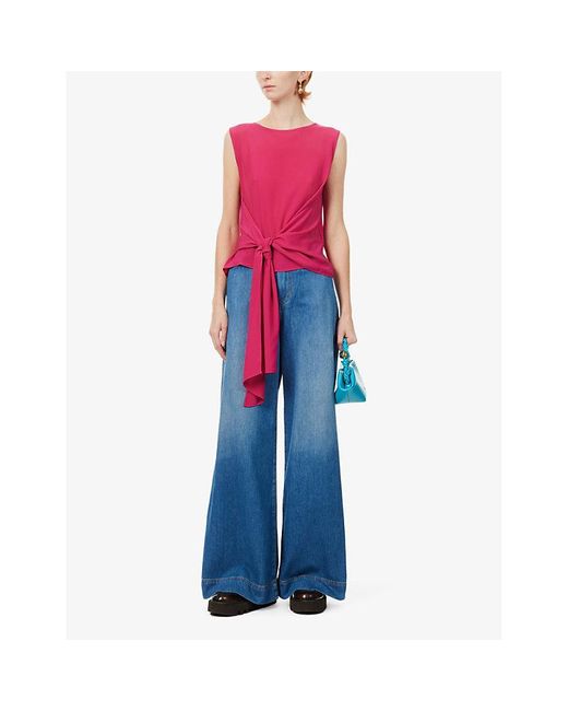 Weekend by Maxmara Pink Banjo Asymmetric Relaxed-fit Woven Top X