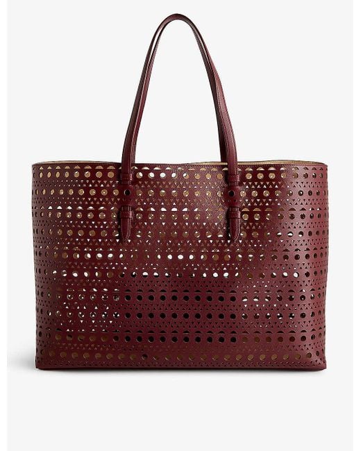 Alaïa Red Mina Cut-out Leather Top-handle Bag