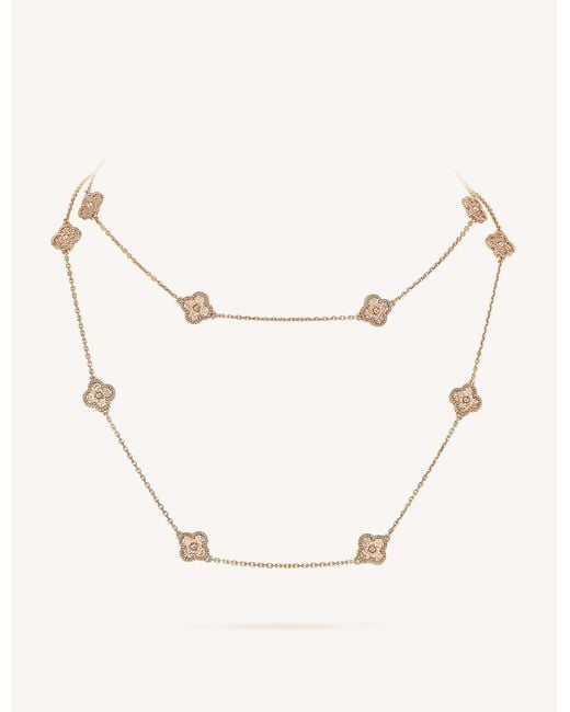 Van Cleef & Arpels Metallic Women's Pink Gold Sweet Alhambra Long Necklace