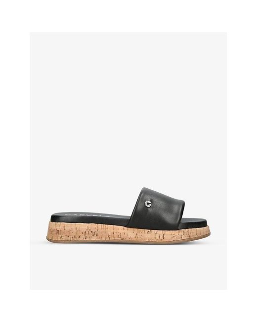 Carvela Kurt Geiger Black Cloud Logo-Embellished Flat Leather Mules