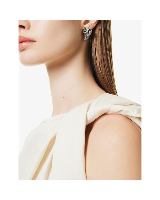 Alexis White Solanales Folded -tone Brass And Crystal Earrings