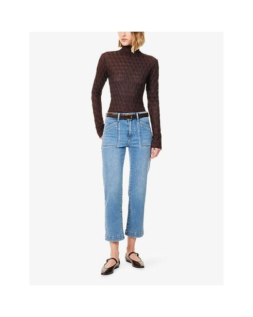 PAIGE Blue Quincy Ankle Cotton Denim Jeans