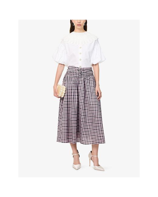 Sister Jane White Lumiere Open Cut-Work-Collar Cotton Blouse