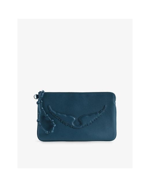 Zadig & Voltaire Blue Angel Embossed Leather Pouch