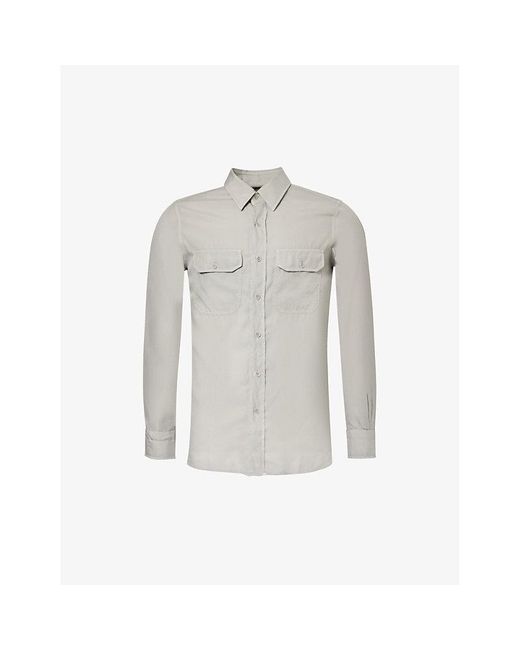 Tom Ford Gray Regular-fit Curved-hem Woven Shirt for men