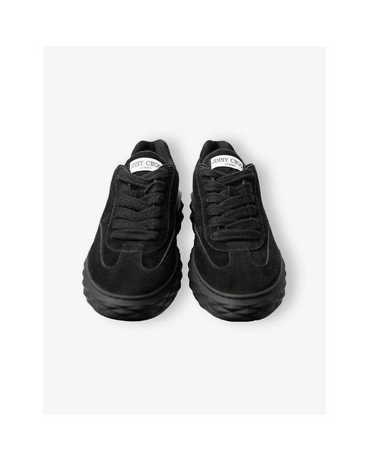Jimmy Choo Black Diamond Maxi Suede Low-Top Trainers
