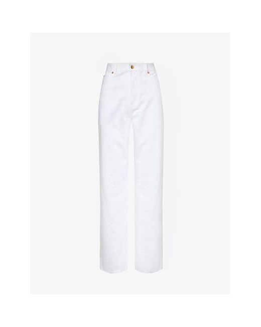 Valentino Garavani White Brand-patch Relaxed-fit Straight-leg High-rise Jeans
