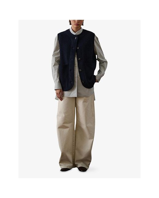 Soeur Blue Chicago Round-Neck Sleeveless Wool Jacket
