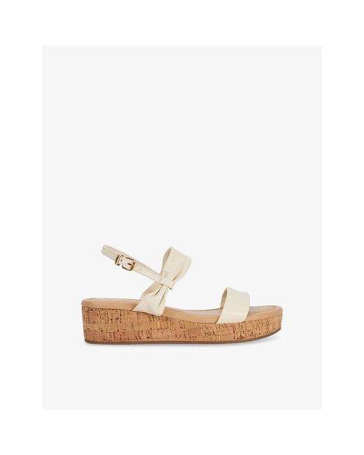 Dune White Laliz Leather Flatform Sandals