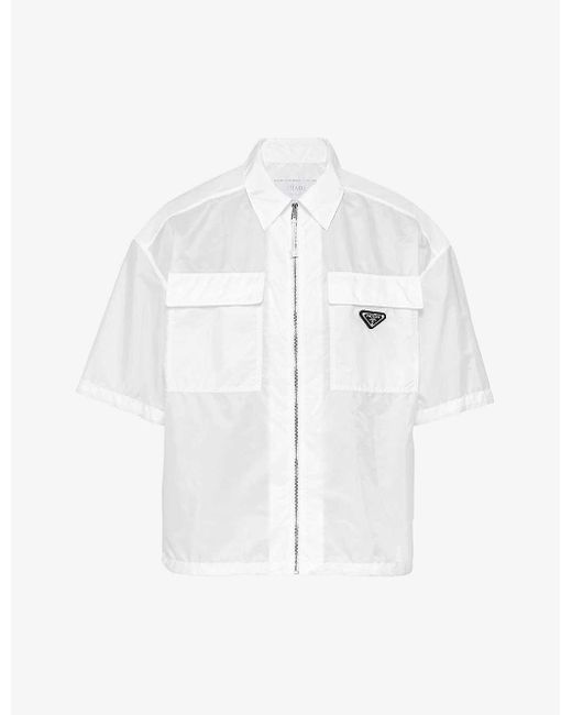 Prada White Re-nylon Oversized-fit Recycled-nylon Shirt for men