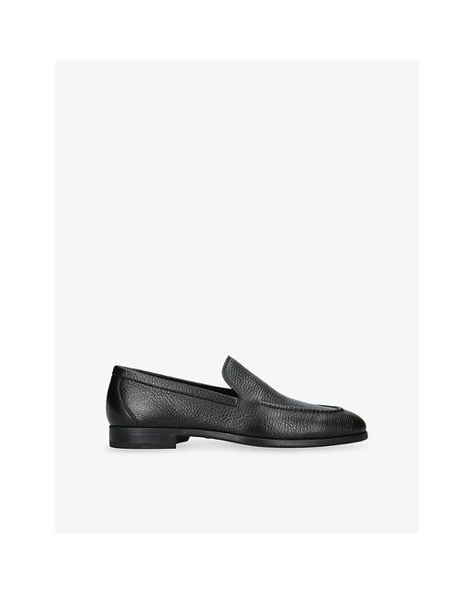 Magnanni Shoes Black Maurice Slim Leather Loafers for men