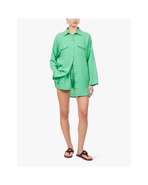Melissa Odabash Green Abbie Relaxed-Fit Cotton Shorts